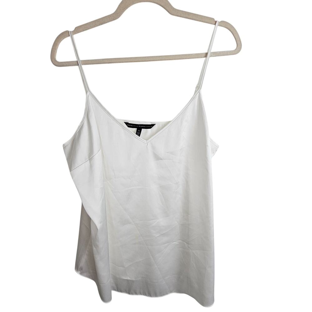 White House Black Market White Satin Cami Tank Top Sz 14 Classic Minimalist Corp